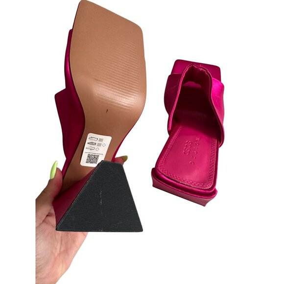 ASOS Design Pink Fabric Block Triangle Heels Sandals Size EU 36 / US 5 - Picture 8 of 14